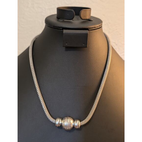 Brighton Bali Ball Bead Mesh Chain Silver Tone Necklace - Picture 9 of 9